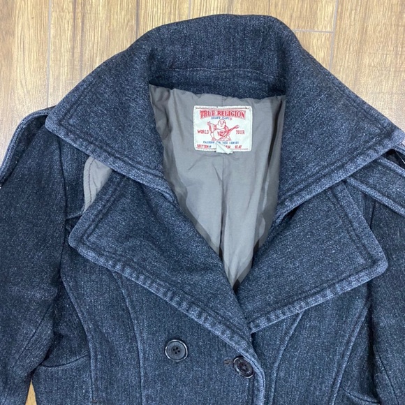 True Religion button up trench coat - Picture 2 of 4